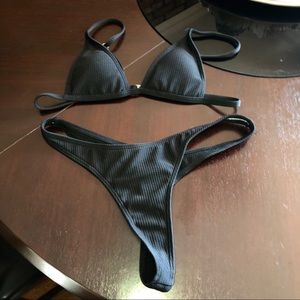 M size black ribbed bikini from Zaful